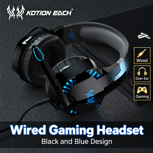 KOTION EACH G2000 Black and Blue Wired Gaming Headset