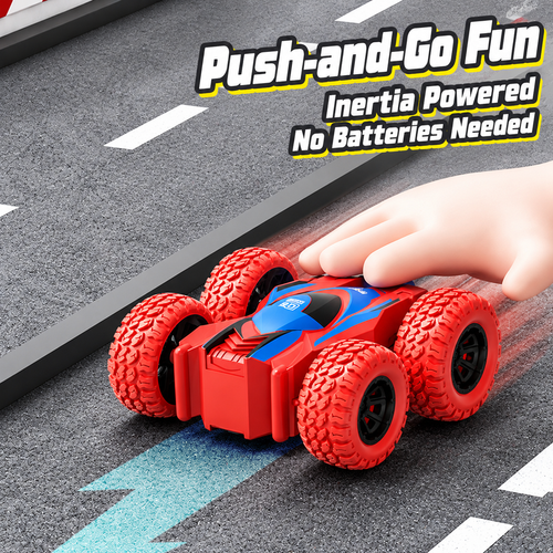 Red Double-Sided Push-and-Go Stunt Toy Car