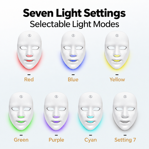 White LED Face Mask with Seven Light Settings