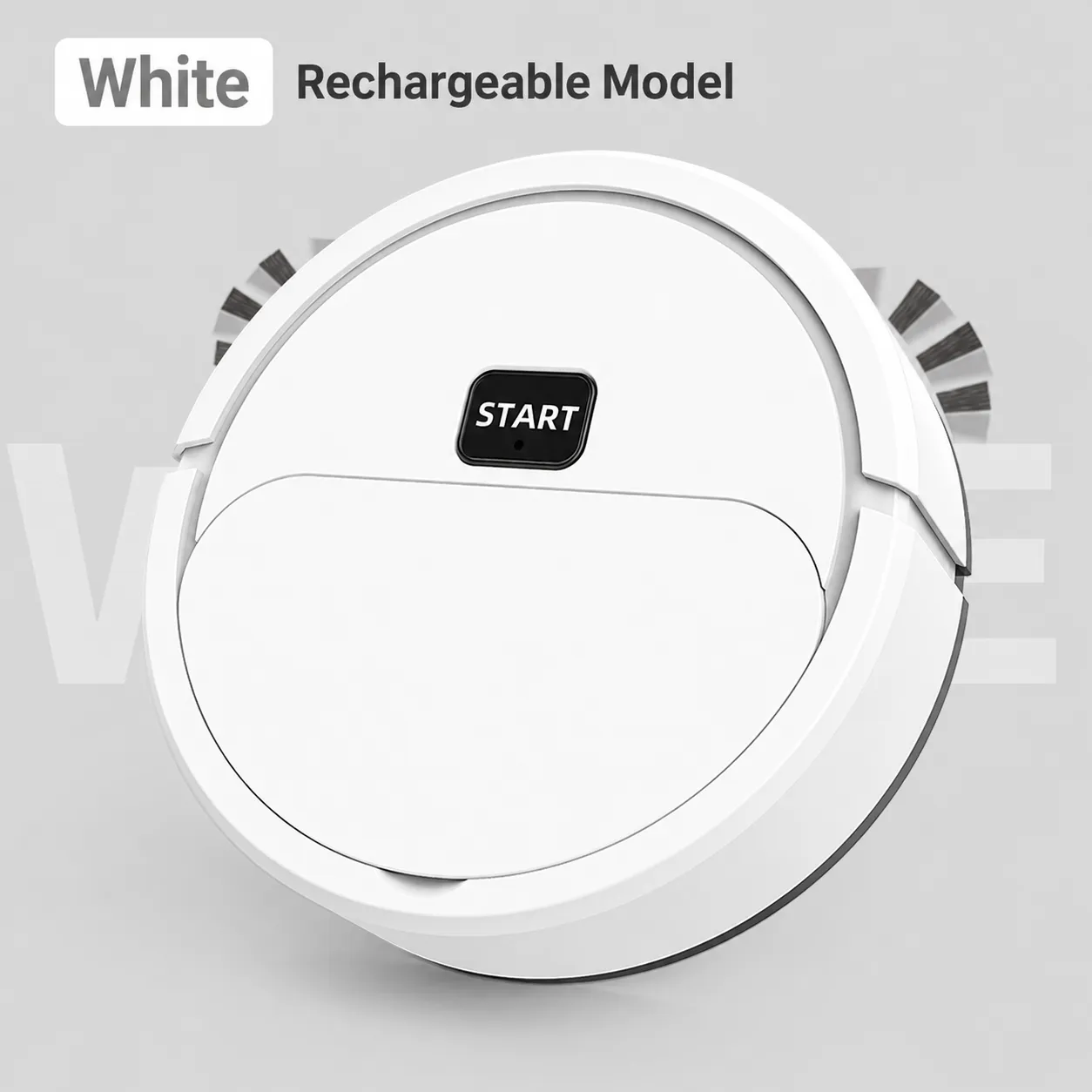 White Rechargeable Robotic Floor Sweeper - overview