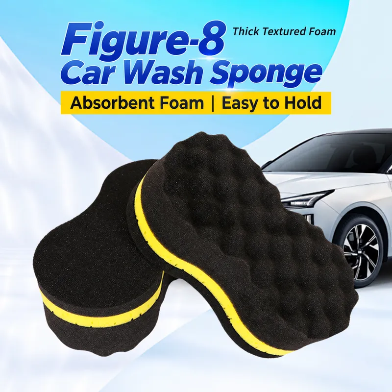 Figure-8 Car Wash Sponge with Wave Foam Surface - Shaped for a Comfortable Hold