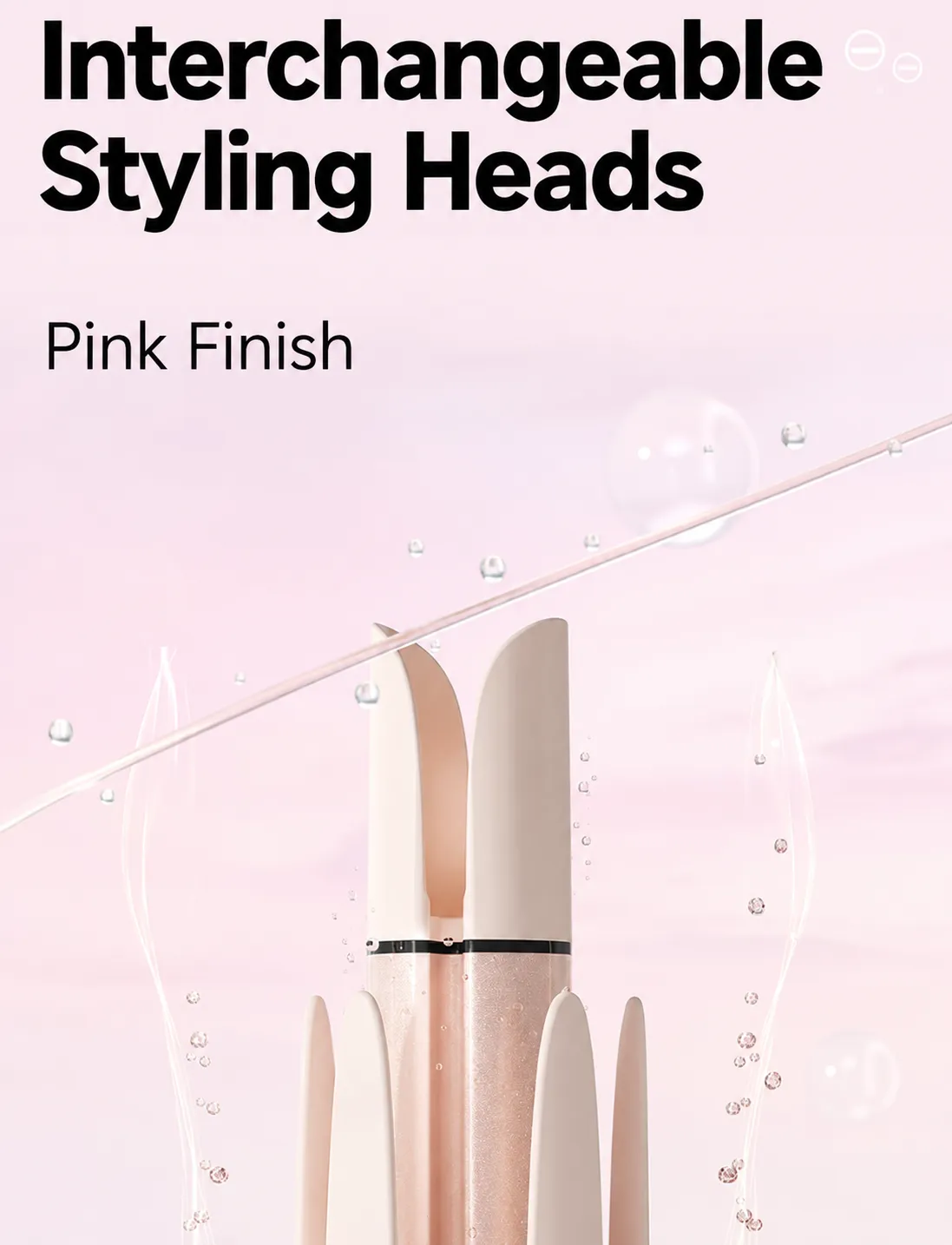 Pink 2-in-1 Hair Styler with 32mm Barrel and Brush Head - Before styling