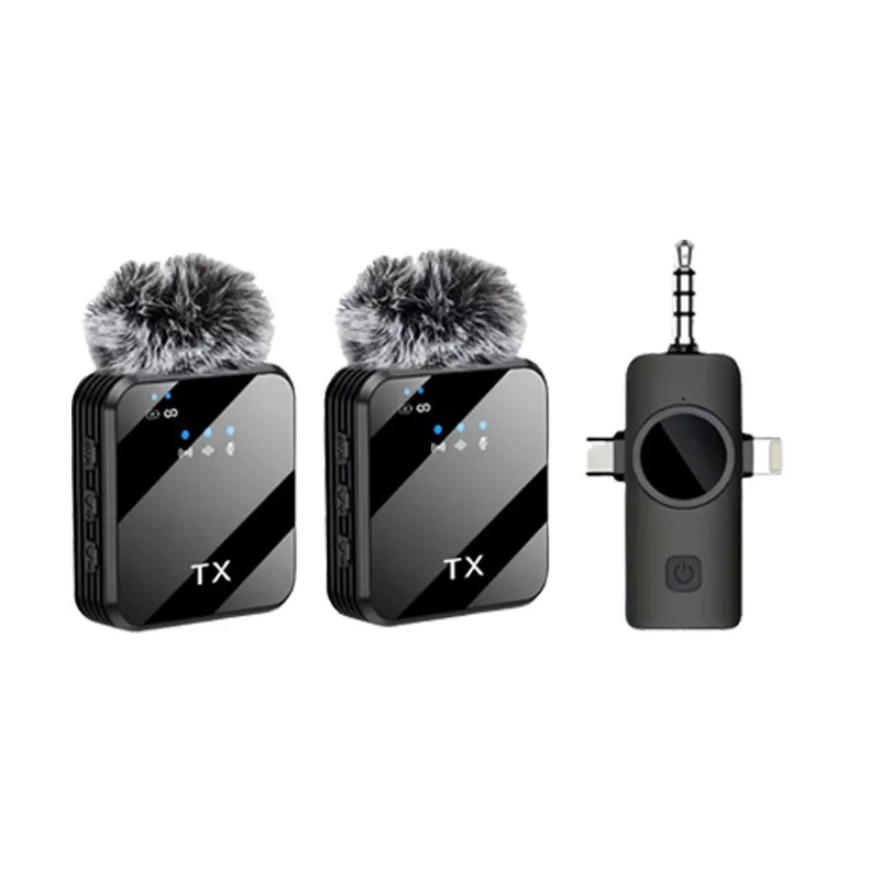 Black Dual Wireless Clip Microphone Set with Receiver - overview