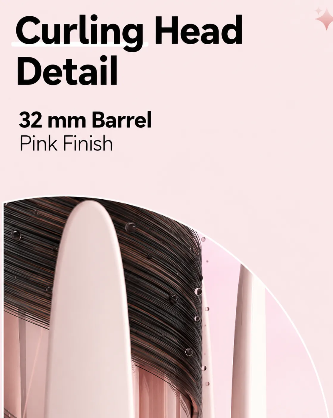 Pink 2-in-1 Hair Styler with 32mm Barrel and Brush Head - Curling-head design
