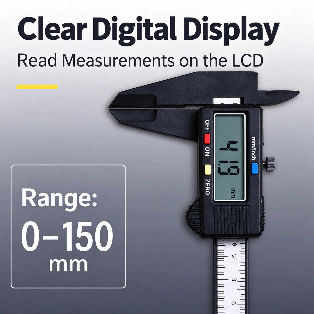 Digital Caliper with LCD Display, 0–150mm - LCD Readout