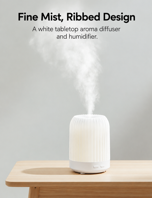White Ribbed Aroma Diffuser and Humidifier