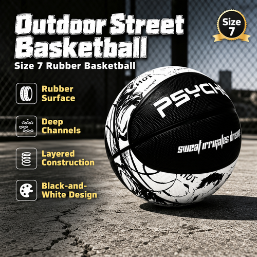 Size 7 Black-and-White Outdoor Street Basketball