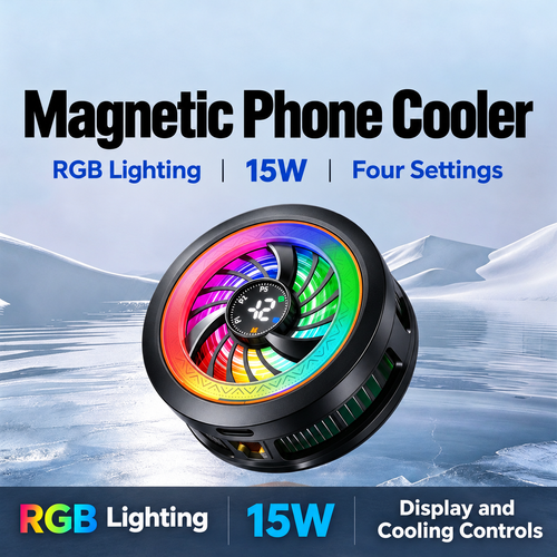 Black Magnetic and Clip-On RGB Phone Cooler