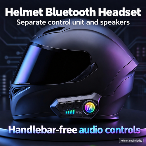Black V10 Helmet Bluetooth Headset with Separate Speakers