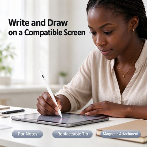 White Rechargeable Capacitive Stylus Set for Compatible Touchscreens
