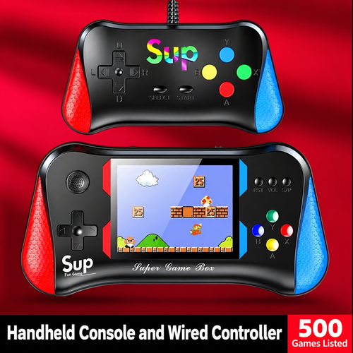Sup Black Handheld Game Console with Wired Controller