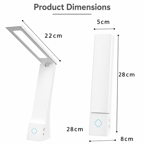 White Folding LED Desk Lamp with Touch Control