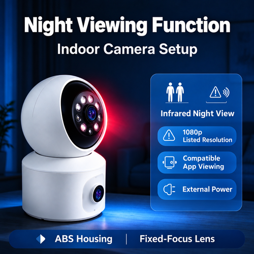 White Dual-Lens Wi-Fi Indoor Camera with Pan and Tilt