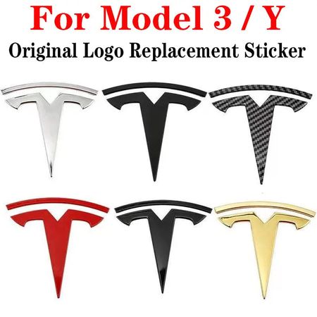 2pcs Tesla Metal Original Sticker For Model 3 Model Y Trunk Replace Emblem Stickers