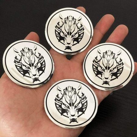 4pcs 56mm Wolf Head Car Wheel Center Hub Cap Badge Emblem Decal Stickers