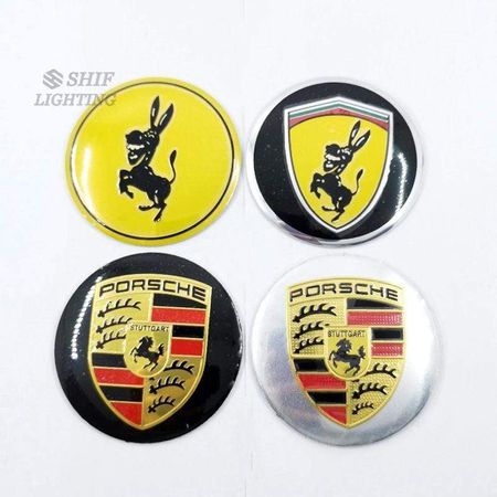 4 X 56mm PORSCHE HORSE Logo Car Auto Decorative Wheel Hub Center Caps Covers Emblem Sticker Decal Badge