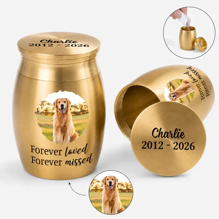 Personalised Memorial Mini Urn with Photo for Loss of Dog & Cat