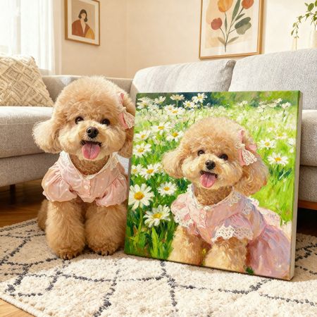 Custom Pet Portrait Oil Painting Style Canvas – Personalized Cat & Dog Wall Art Gift