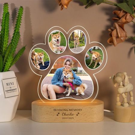 Custom Dog Photo Memorial Night Light,Light Up Pet Memorial Plaque,Dog Keepsake Sign,Personalized Gift for Pet Loss,Dog Cat Remembrance Gift
