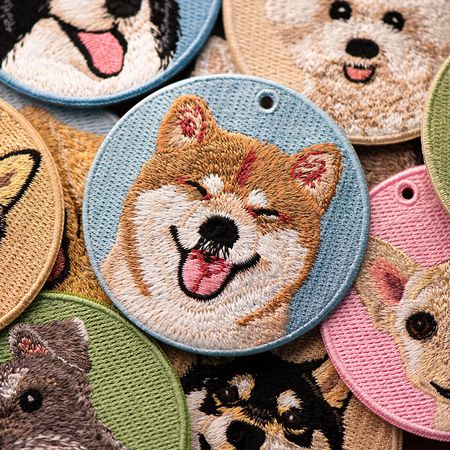 Double-Sided Embroidered Cute Pet Dog Keychain