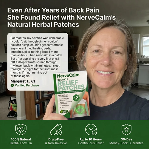 SCIATICA RELIEFPATCHES 0Fast relief in just 15-20 minutes  No side effects or skin irritation   Reduces inflammationand stiffness 1 patch lasts upto 10 hours 100% NATURAL