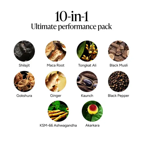 10-in-1 Alpha Shilajit Gummies | 4000 mg Pure Himalayan Shilajit, Tongkat Ali, Maca Root, 75% Fulvic Acid | ShilAbsorb Bioavailability Tech | Sugar-Free Vegan, 85+ Trace Minerals | 60 Pack