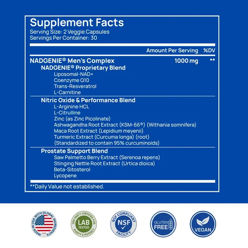 Selerb NAD+ Supplement for Men – With Liposomal-NAD+,CoQ10, L-Carnitine, L-Arginine, Maca & Ashwagandha – Energy, Circulation & Prostate Support – 60 Capsules Healthcare Fitness Edible Dietary Natural Vitamin