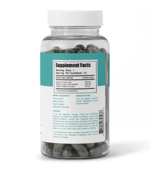 Chlorophyll capsules eliminate body odor