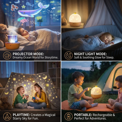 2-in-1 children's night light and projector