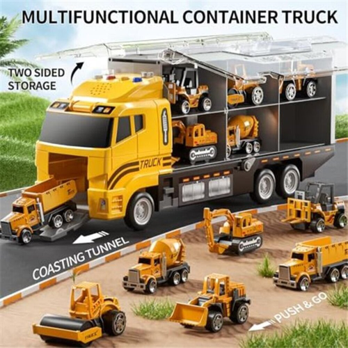 7-In-1 Diecast Construction Toys for Children Aged 3-9, Trucks for Boys, Excavator Toy, Kids' Play Cars & Race Cars, And an Excellent Gift for Birthdays, Halloween Christmas for Both Boys And Girls
