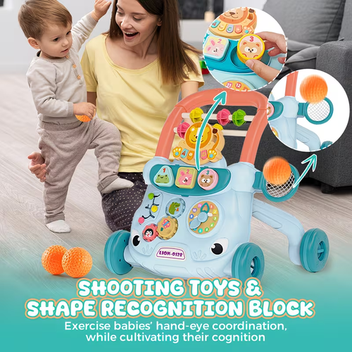 New Infant Plastic Baby Walker Trolley with Music Box & Push Toys for Learning & Play-Stroller Inspired