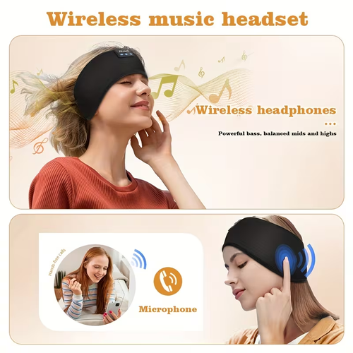 3-in-1 Wireless Bluetooth Sleep Headband Headphones Soft Ultra-Slim Music Headphones for Side Sleepers, Gym & Travel