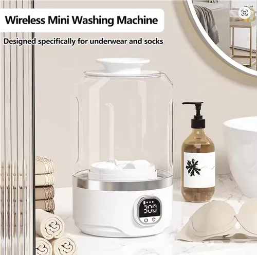 4000mAh Battery Fully Automatic Mini Portable Washing Machine 🔋 Wash Underwear & Socks 🧦 Perfect for Business Trips & Outdoor Adventures ✈️🏕️