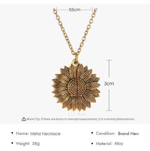 🌞  You Are My Sunshine  Sunflower Necklace🌻Double-sided engraving