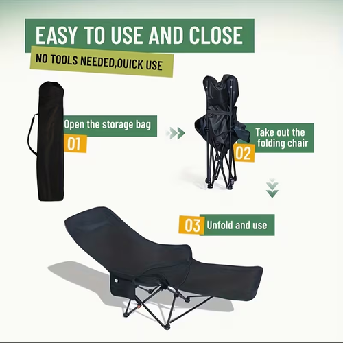 Folding Reclining Camping Chair with Detachable Footrest