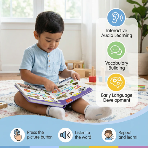 English Sound Book Interactive Talking Book Early Learning Educational Toy For Kids Baby Vocabulary Learning 0 To 8 Years
