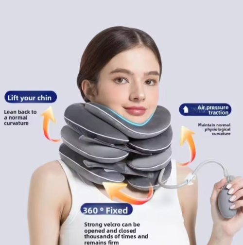 New Cervical Neck Traction Device with Pad Inflatable Neck Stretcher Collar for Neck Shoulder Alignment Pain Relief