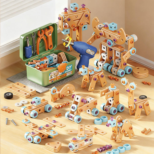 144 Pcs Kids Educational Toys DIY Toolbox Children's Play House Toy Set Simulation Repair Tools Kids Birthday Gift
