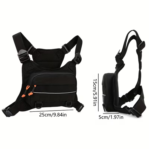 Motorcycle Chest Rig Bag | Waterproof Multi-Pocket Chest Pack for Okada Riders & Outdoor Adventure