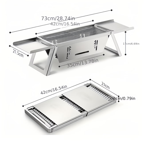 Easy Assembly Outdoor Grill-to-Carry Grill Portable Stainless Steel BBQ Grill For Outdoor Camping and Picnic Foldable Charcoal Barbecue