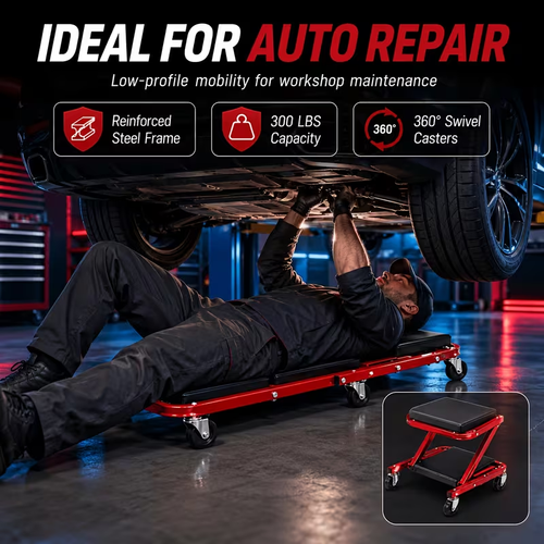 2 in 1 Convertible Mechanics Creeper & Rolling Workshop Stool