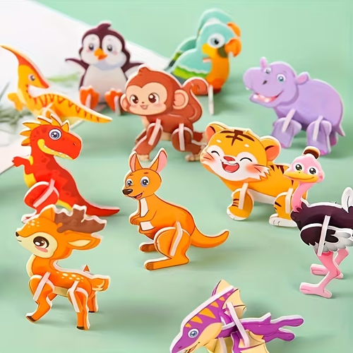 125pcs Non-Repeating Insect +Marine life + airplane + animal  +Dinosaur 3D Puzzle, Handmade Assembly, Suitable for Birthday Party Gifts, Educational Toys And School Rewards