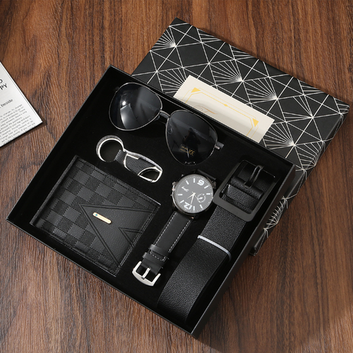 LIMITED-TIME50% OFF!  Premium 5 Piece Men  s Fashion Accessory Gift Set   Watch  Belt  Wallet Sunglasses  Keychain Complete Gift Box