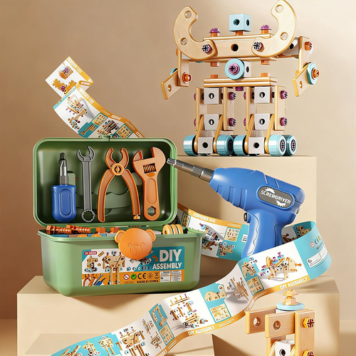 144 Pcs Kids Educational Toys DIY Toolbox Children's Play House Toy Set Simulation Repair Tools Kids Birthday Gift