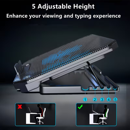 Laptop Cooling Pad Radiator with 2 Large Quiet Fans, Laptop Gaming Computer Cooler, Laptop Cooling Pad Compatible with Computer Radiator, Laptop Office Stand Accessories