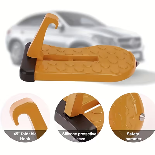 Car Door Step Roof Access Ladder With Emergency Window Breaker | Universal Vehicle Door Hook Pedal
