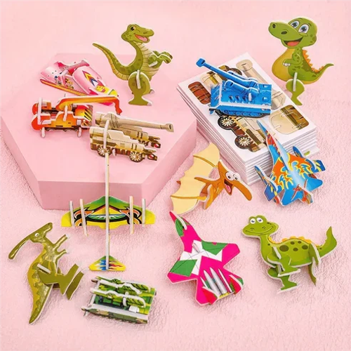 125pcs Non-Repeating Insect +Marine life + airplane + animal  +Dinosaur 3D Puzzle, Handmade Assembly, Suitable for Birthday Party Gifts, Educational Toys And School Rewards