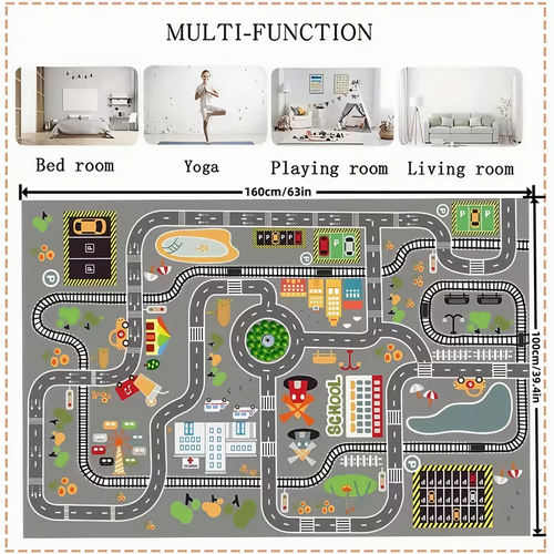 Kids City Traffic Road Play Mat | Fun Educational Play Rug For Children