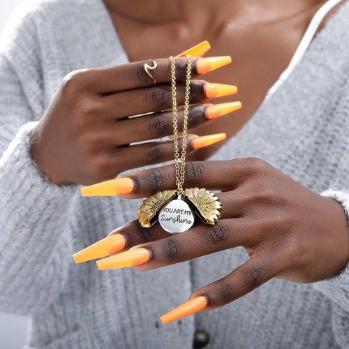 🌞  You Are My Sunshine  Sunflower Necklace🌻Double-sided engraving