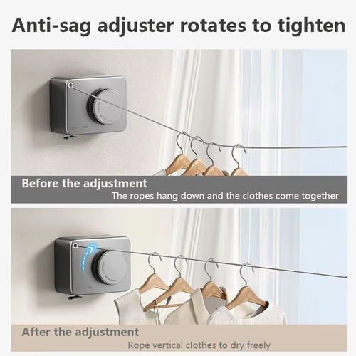 Drill-Free Invisible Adjustable Clothesline